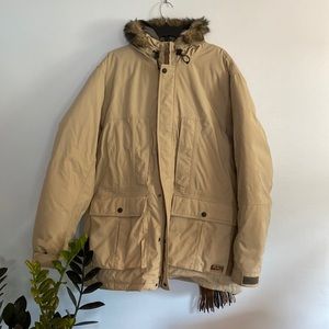 Eddie Bauer Men’s XL Weather Edge Hooded Parka Tan Pre-Owned Like New